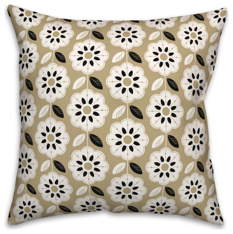 Mod Gold Flower 18x18 Spun Poly Pillow