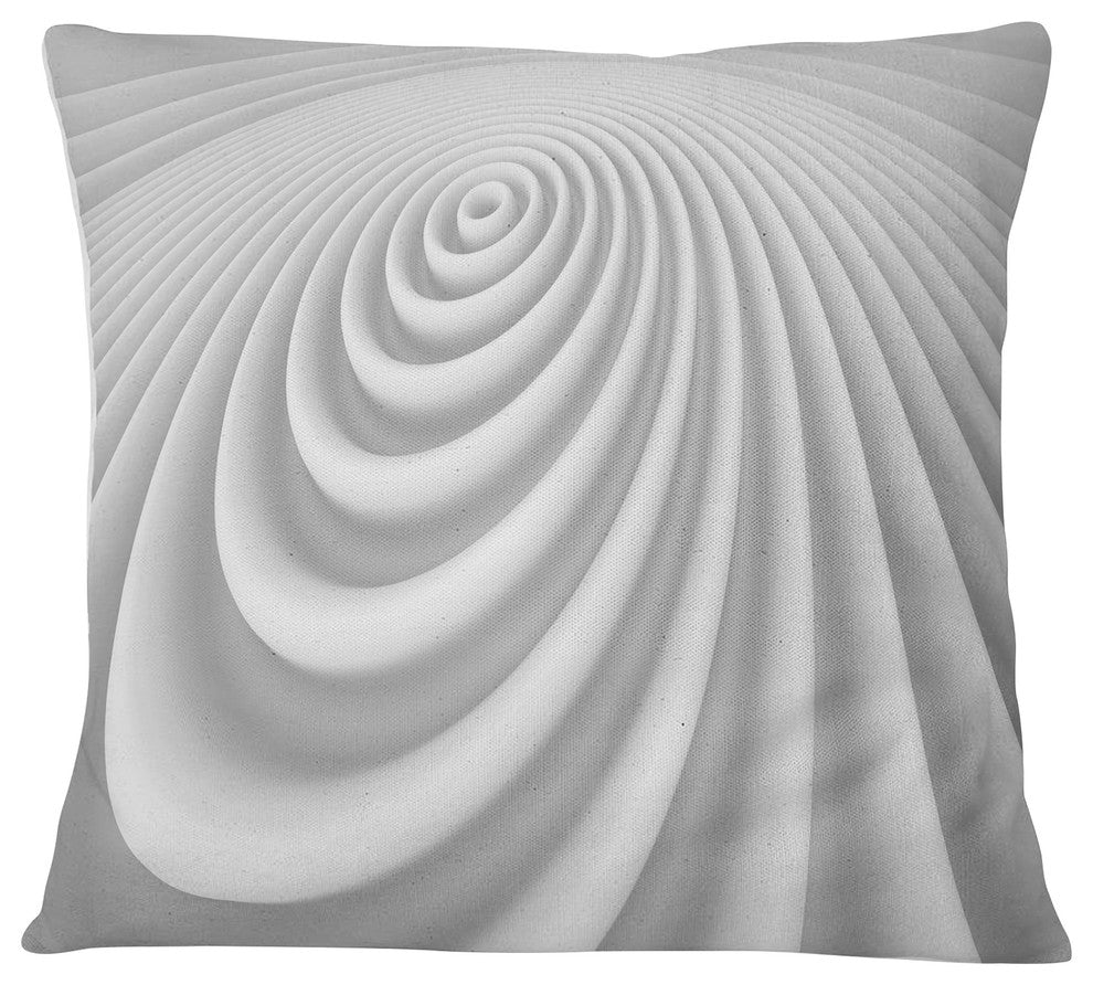 Fractal Rounded White 3D Waves Contemporary Throw Pillow, 16"x16"