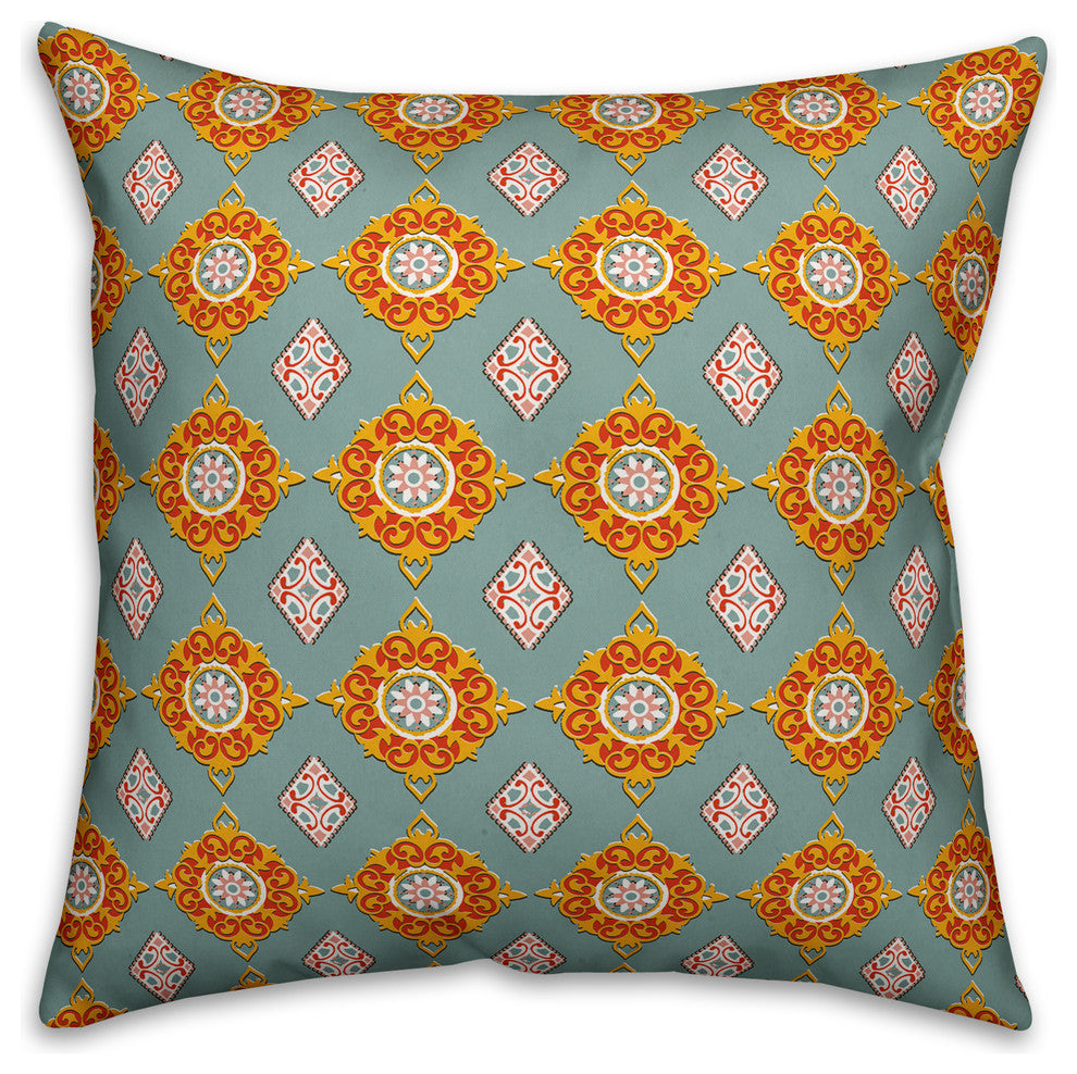 Imperial Pattern, Blue Throw Pillow Cover, 20"x20"