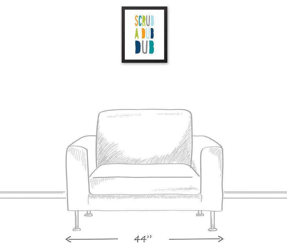 Scrub A Dub Dub Cool Tones Design 11x14 Black Framed Canvas