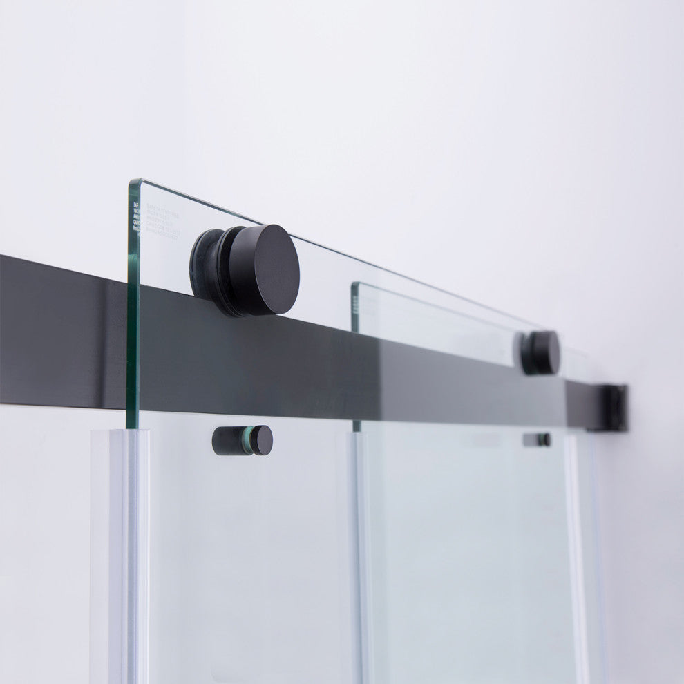 Spezia Double Sliding Frameless Shower Door, Matt Black, 68" W X 76" H