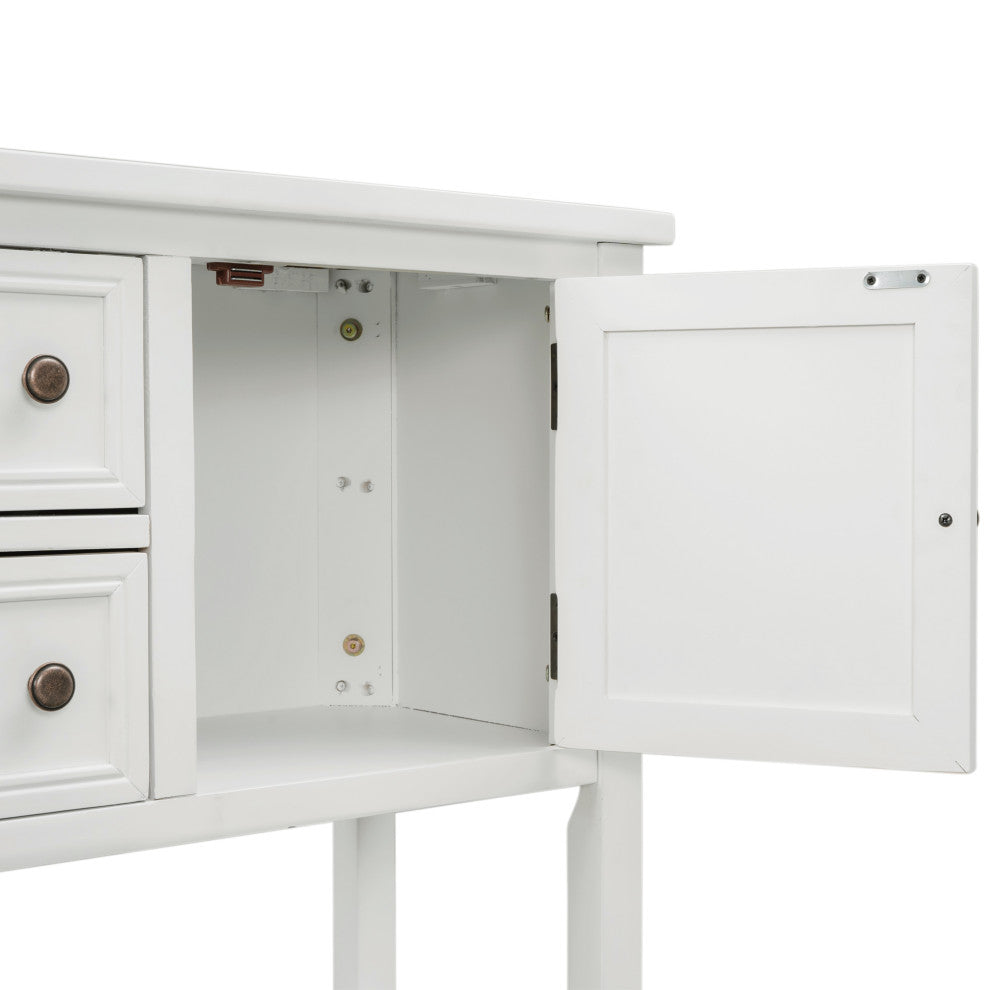 TATEUS 46" Console Table Buffet Sideboard Storage Drawers Cabinets Sofa Tables, White