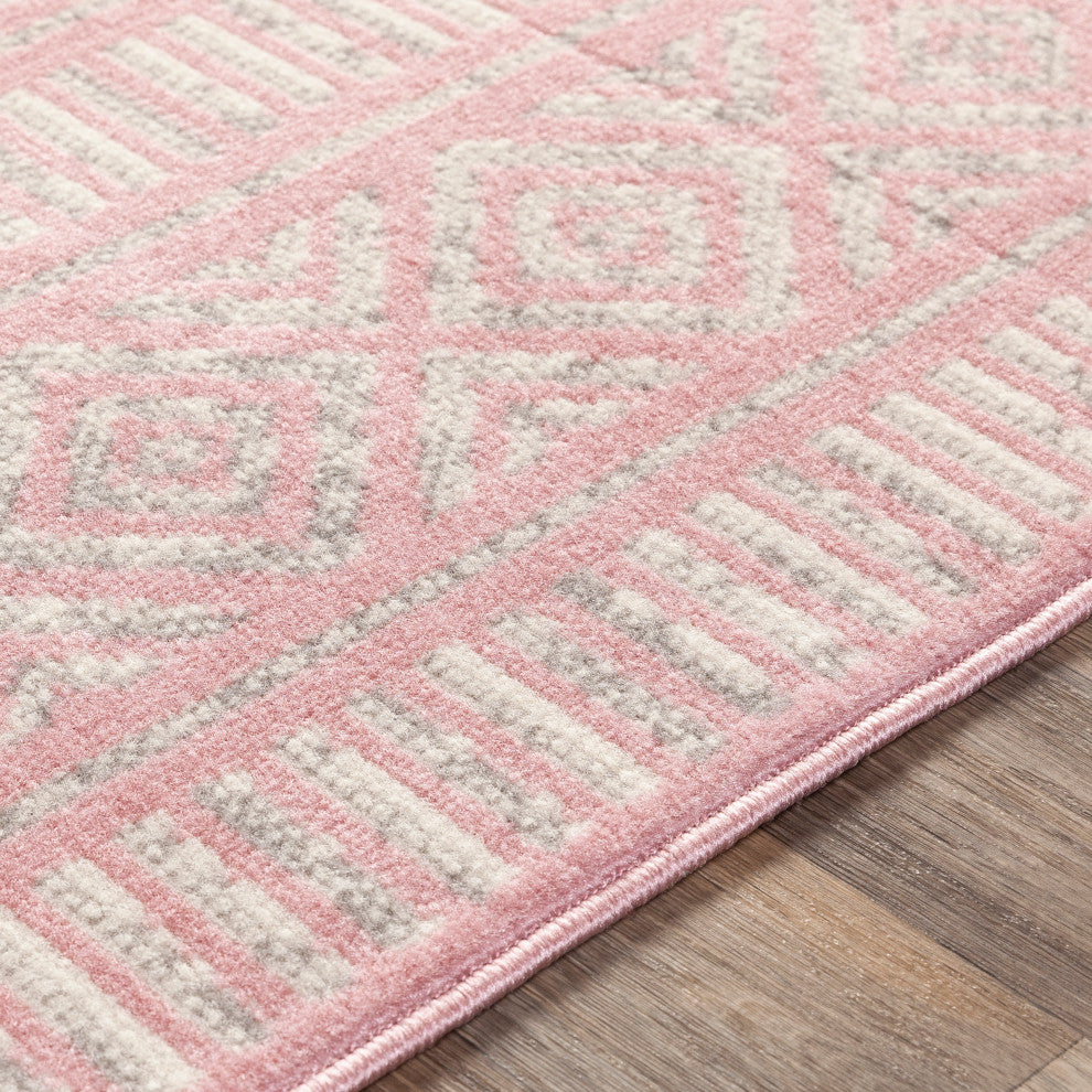 Surya Ustad UST-2308 7'10"x10'2" Rug, Pale Pink/Medium Gray/Cream