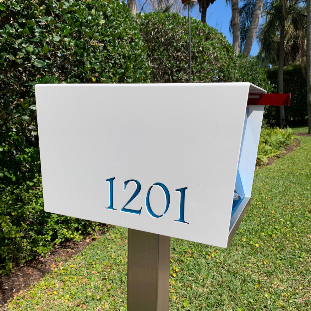 UpTown Box with Locking doors. Modern Pole Mounted Mailbox, Pole not included.,