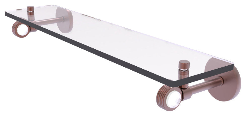 Clearview 22" Glass Shelf with Groovy Accents, Antique Copper