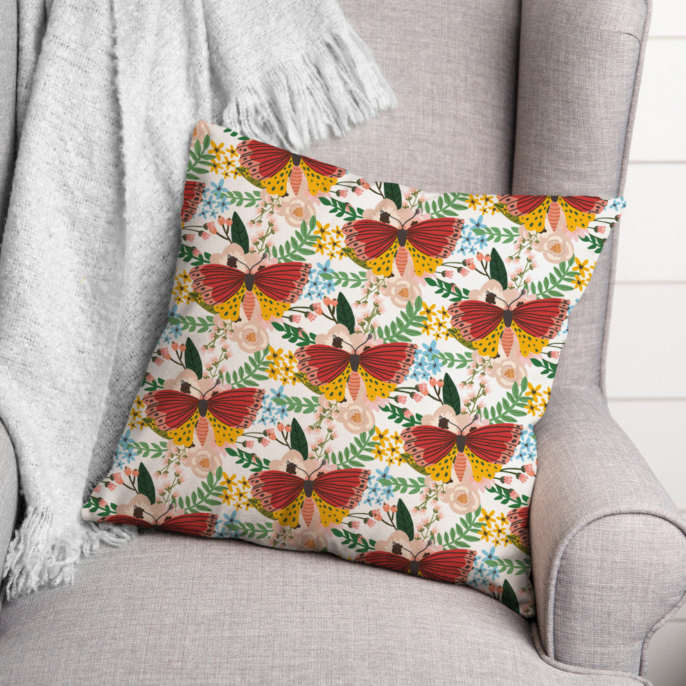 Folksey Butterfly Pattern 4 20x20 Spun Poly Pillow