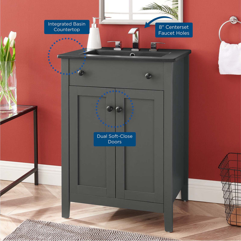 Nantucket 24" Bathroom Vanity - Gray Black
