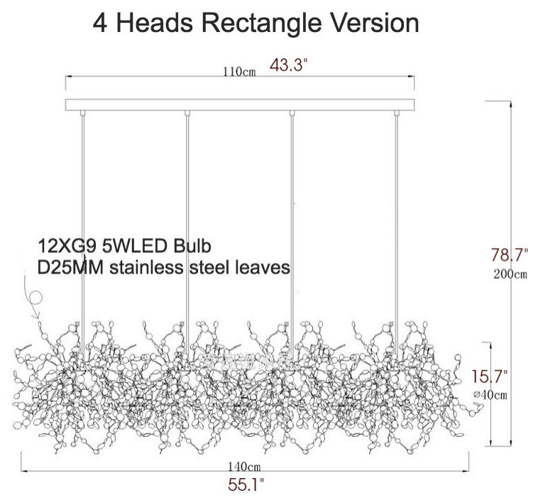 MIRODEMIÂ® Villeneuve-d'Entraunes | Nordic Chandelier in a Modern Style, Chrome, 4 Heads, Cool Light