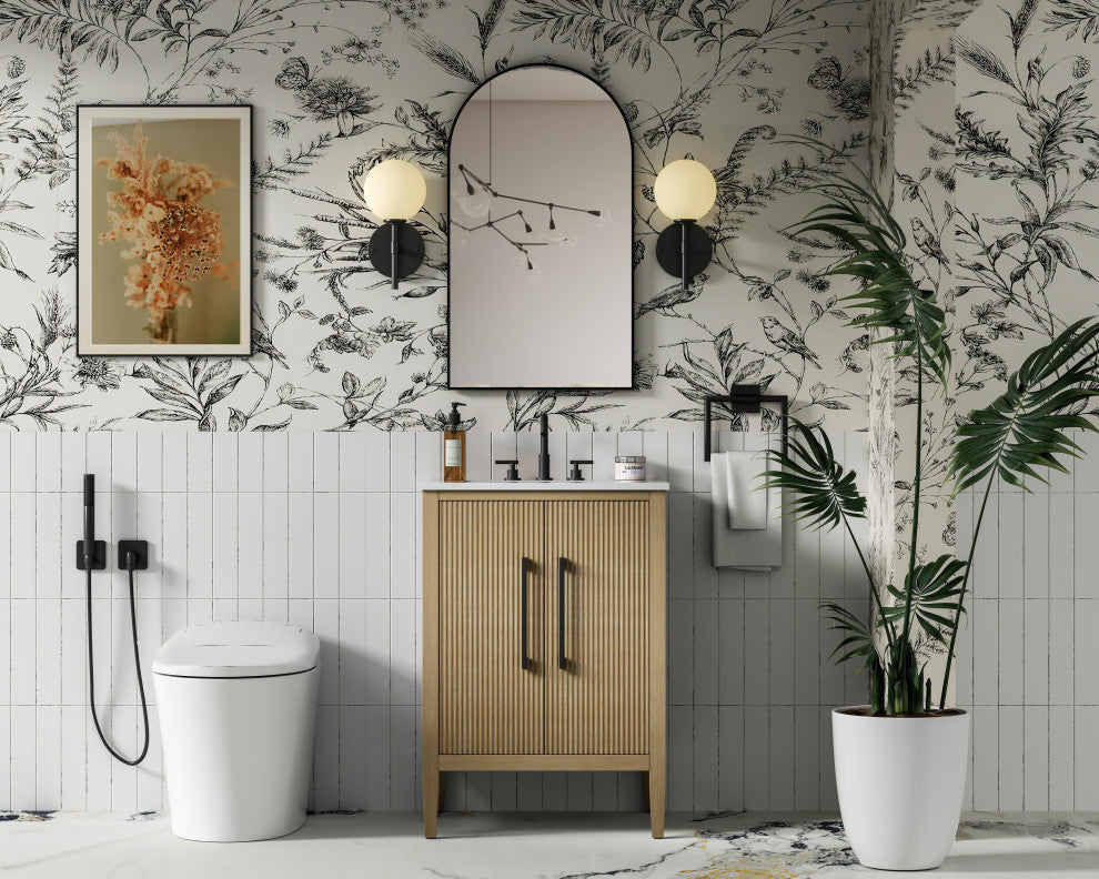 Home Living 24" Single Bathroom Vanity, Linen Oak