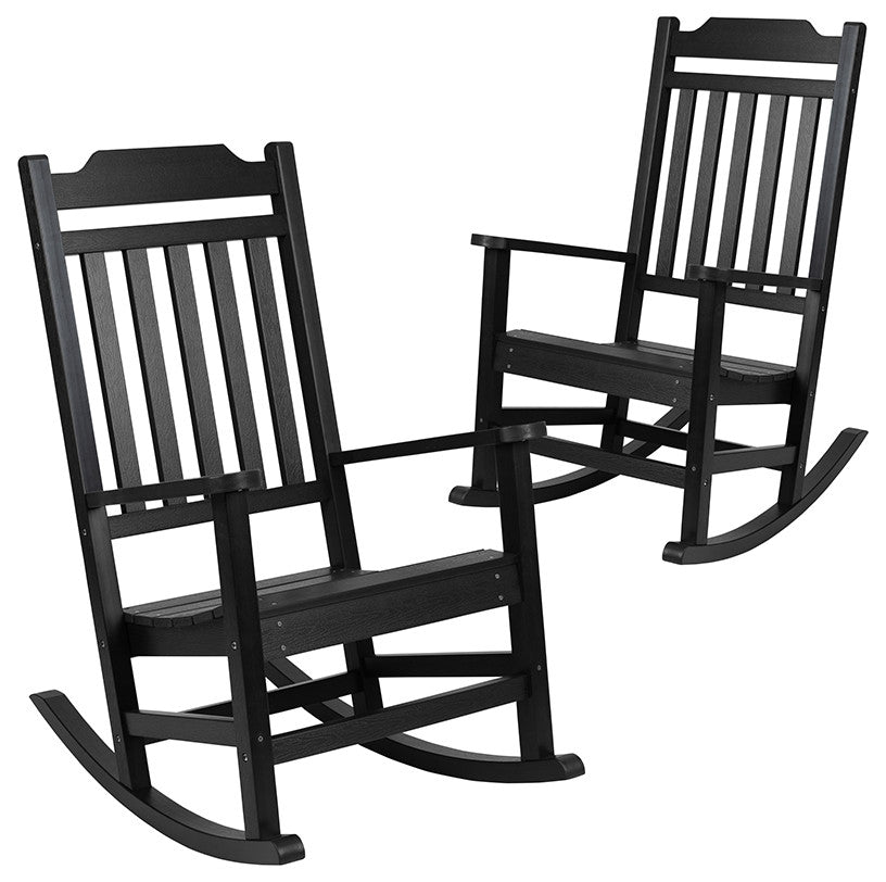 Set of 2 Winston All-Weather Faux Wood Rocking Chair, Black
