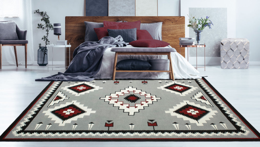 Noori Rug Handmade Flatweave Navi Silver/Black Rug