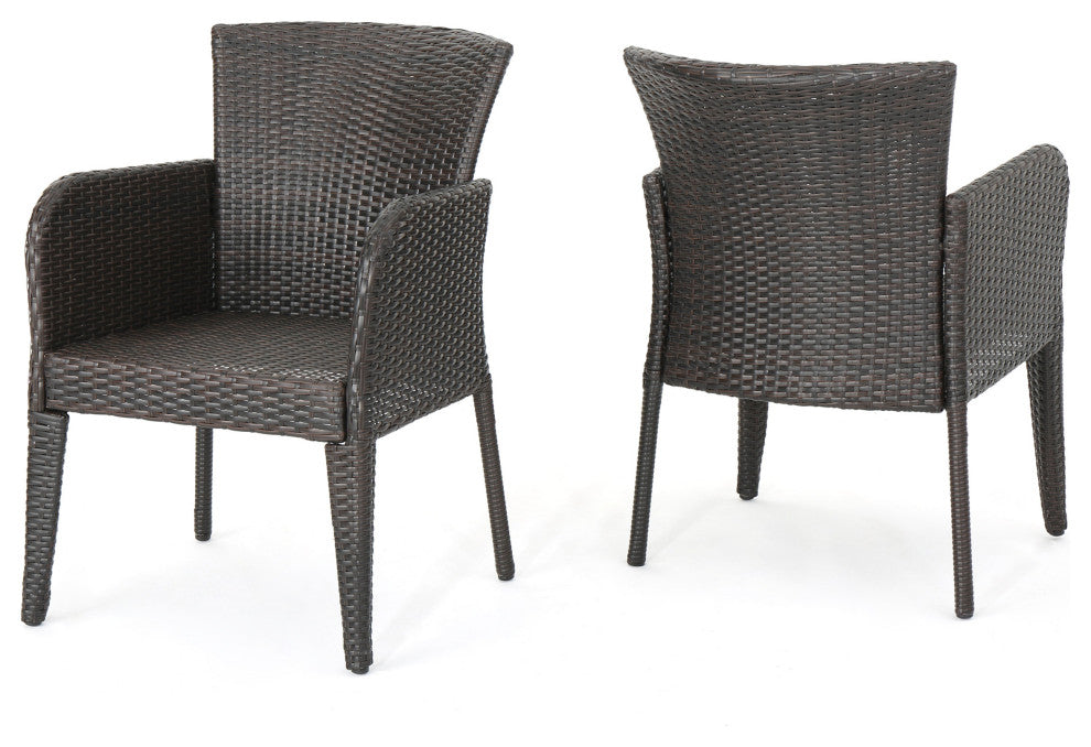 GDF Studio Seawall Outdoor Wicker Dining Chairs, Set of 2