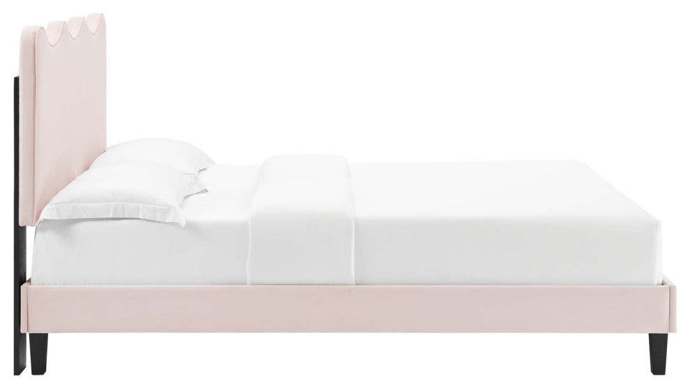 Current Performance Velvet Full Platform Bed, Pink