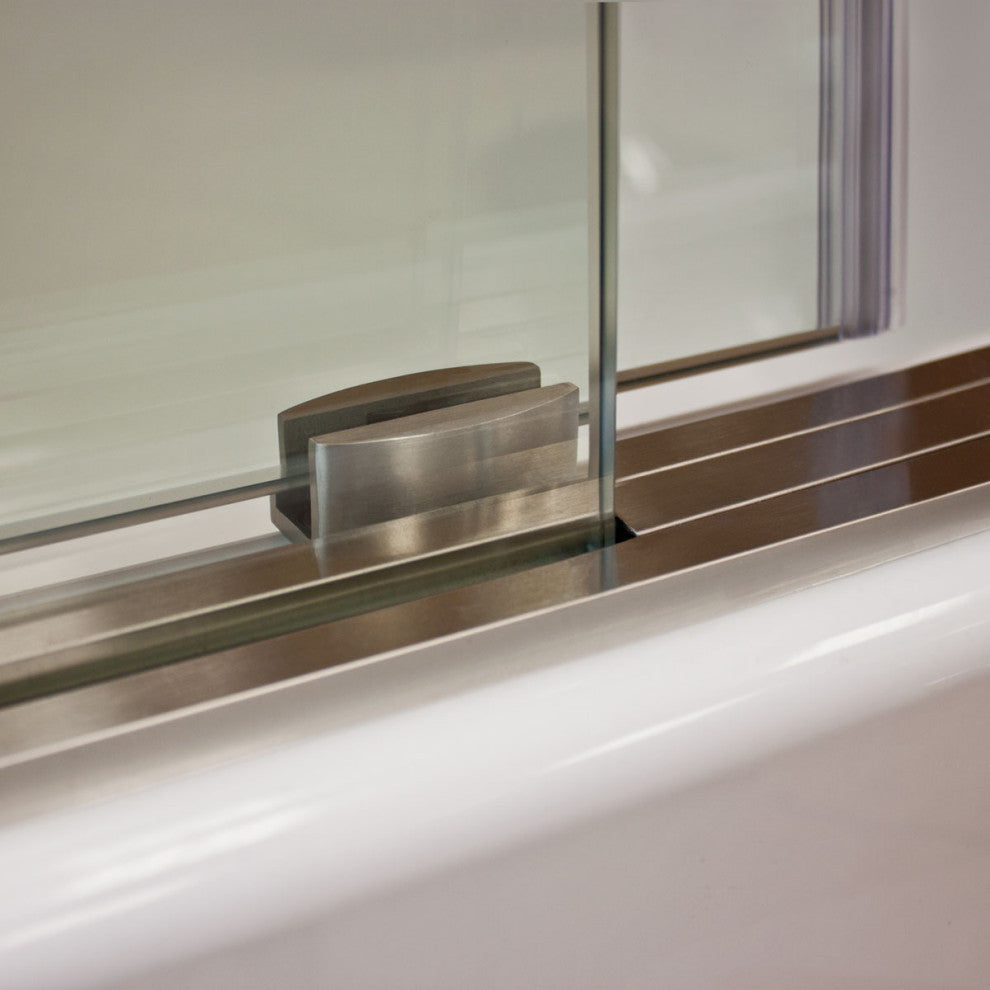 Shower Enclosures With 2 Panels, Frameless, 12mm Clear Tempered Glass, ULTRA-D, Brushed Nickel, 68-72"x79"x36"