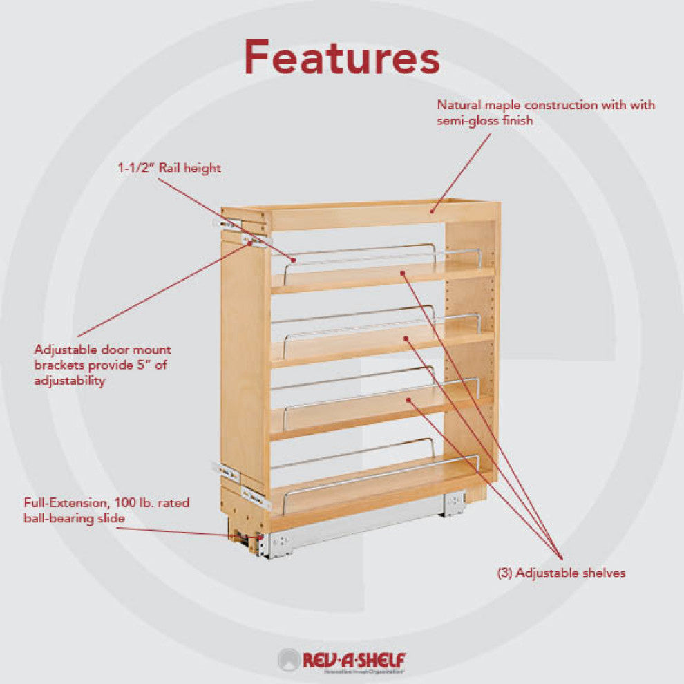 Wood Base Cabinet Pull Out Organizer, 6.5"