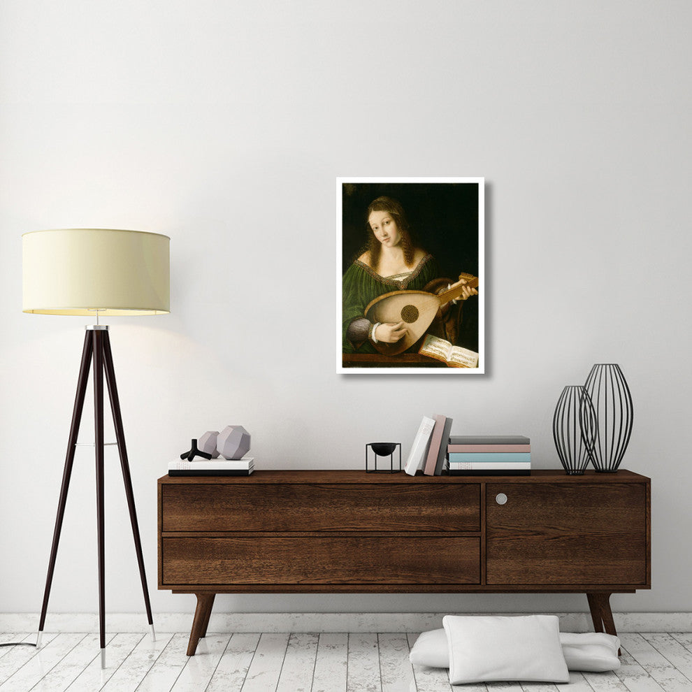 "Lady Playing a Lute" Paper Print by Bartolomeo Veneto and workshop, 26"x34"