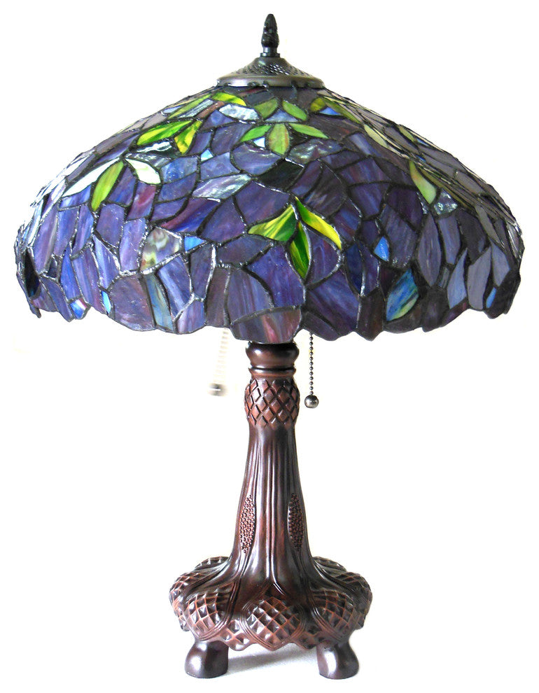 KATIE, Tiffany-style 2 Light Wisteria Table Lamp, 16" Shade