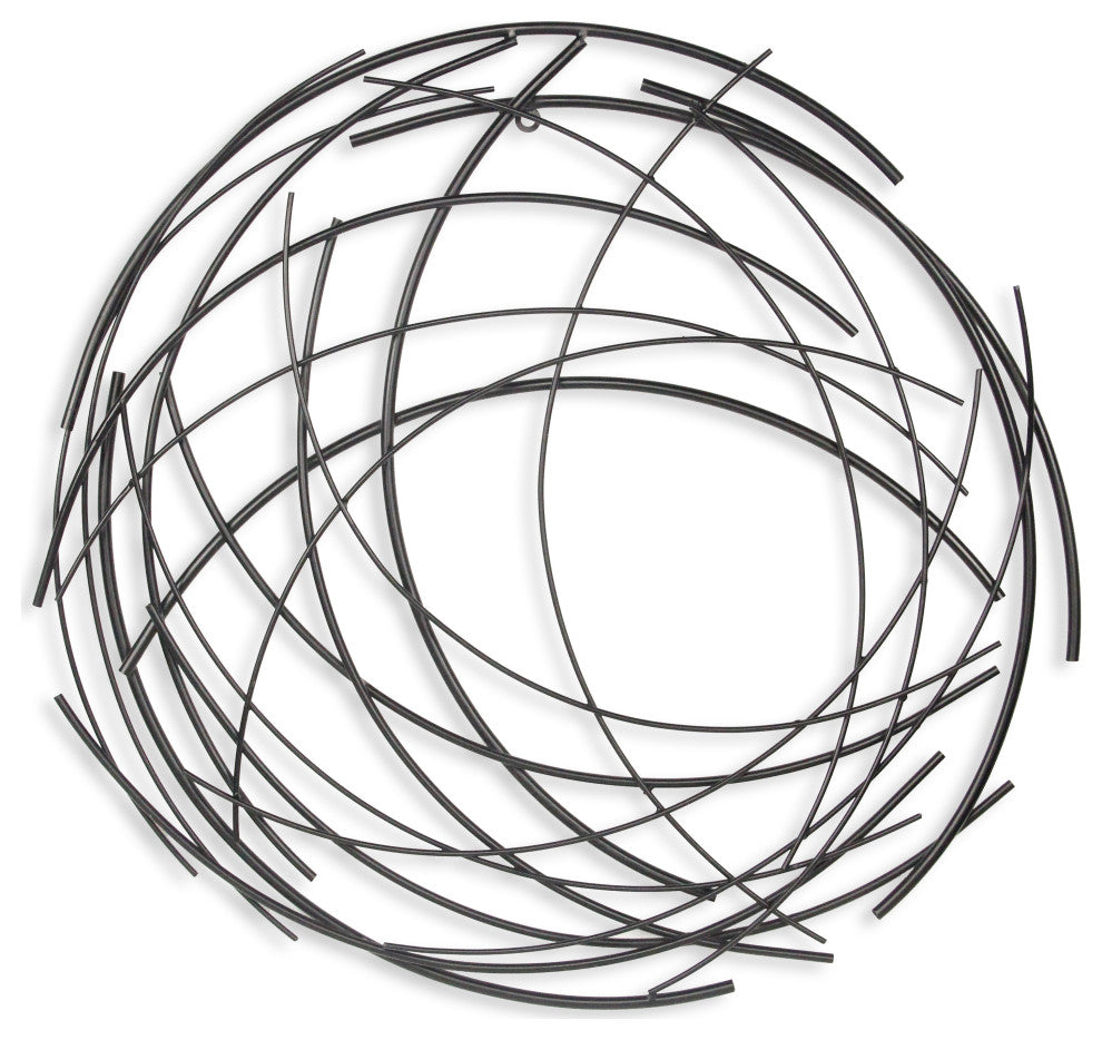 Denine Black Abstract Round Wall Art
