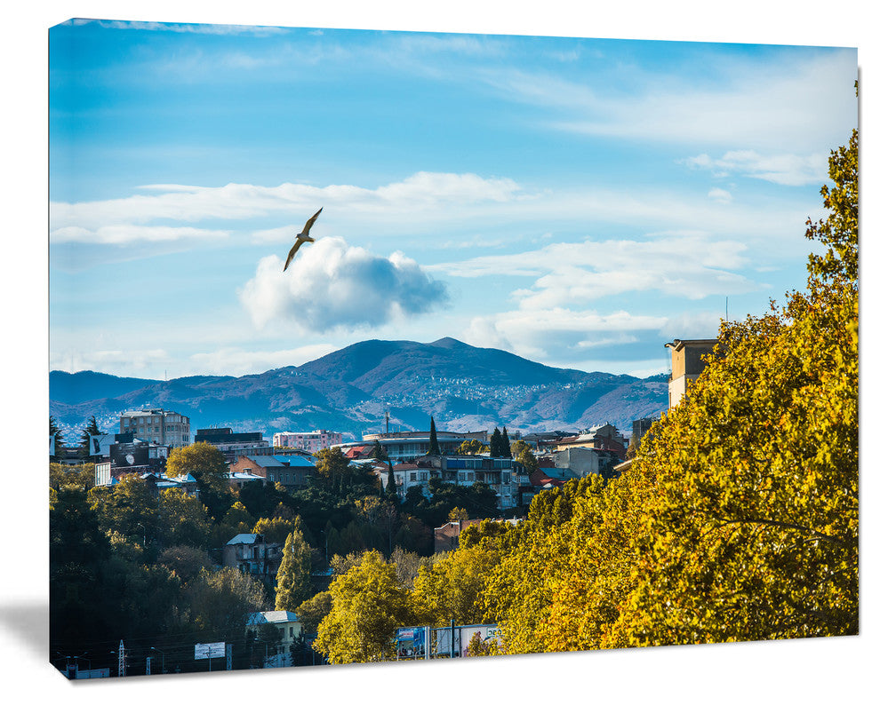 Old Town and Hills in Tbilisi, Landscape Canvas Art Print, 20"x12"