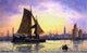 Charles Euphraisie Kuwasseg Barges Docking at a Harbour- Antwerp Wrapped Canvas