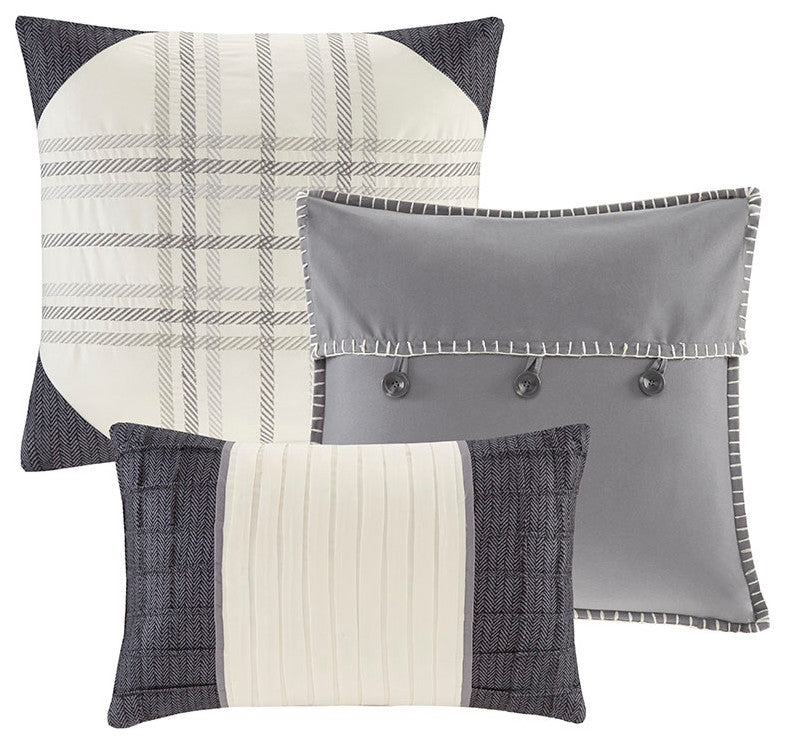 Madison Park Ridge 6 Piece Printed Herringbone Quilt Set With Throw Pillows