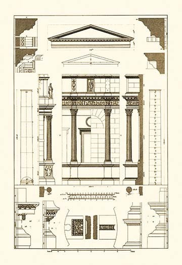 Pediment of Temple at Assisi - Gallery Wrapped Canvas Art 28" x 42"