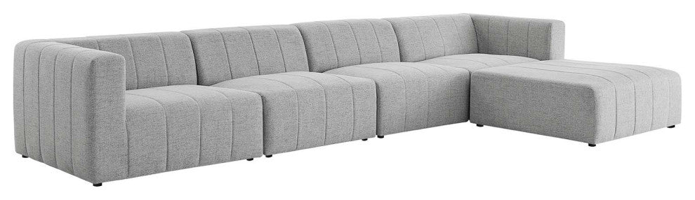 Bartlett Upholstered Fabric Upholstered Fabric 5Piece Sectional Sofa-Light Gray