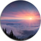 Sunrise In Purple Sky Over Mountains, Landscape Round Wall Art, 36"