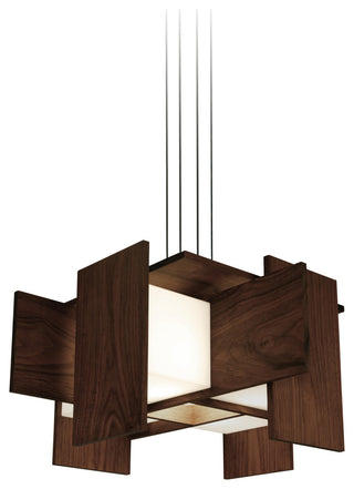 Muto LED Pendant, Dark Stained Walnut