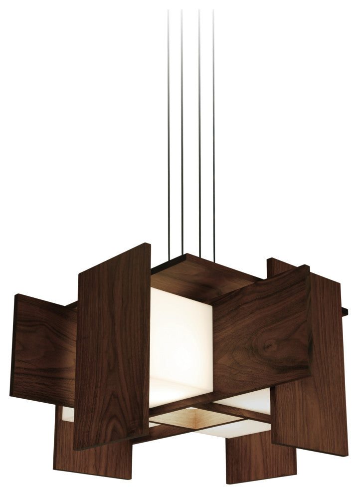Muto LED Pendant, Dark Stained Walnut