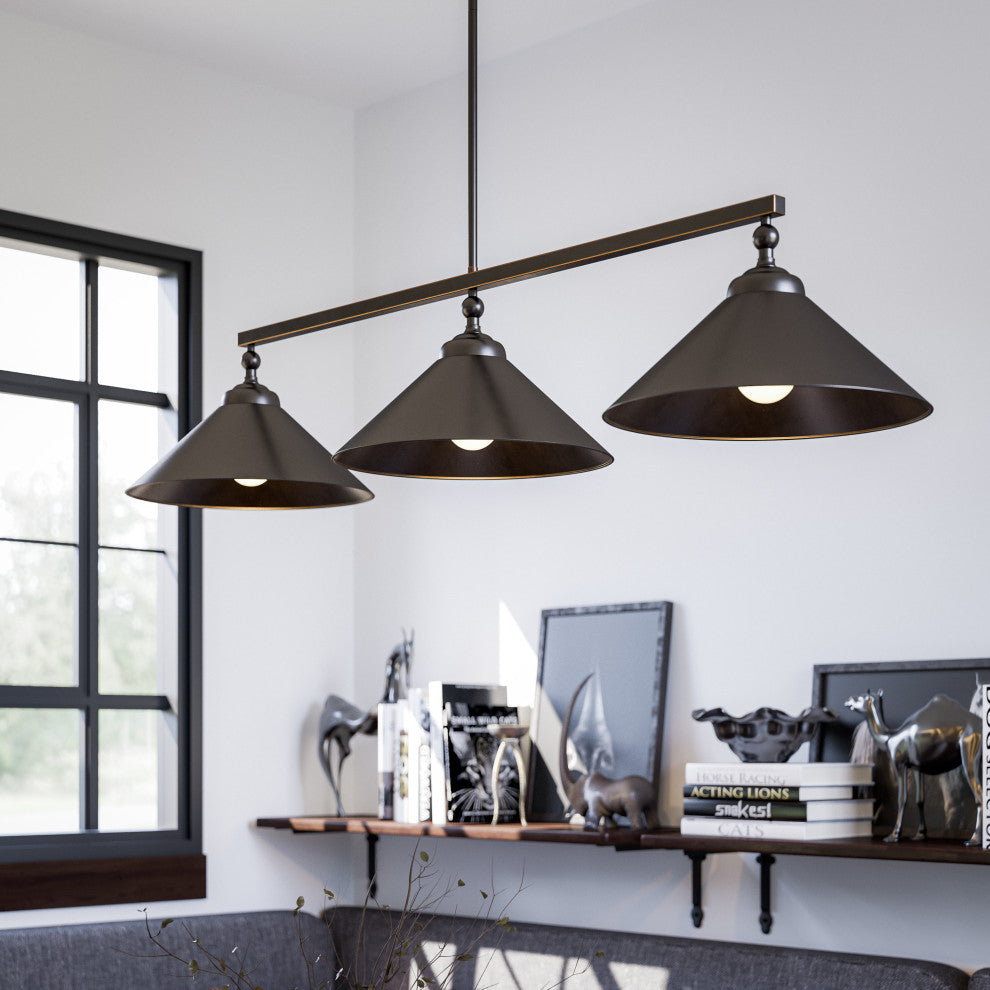 Kenroy 93247ORB 3-Light Island Pendant, Conical