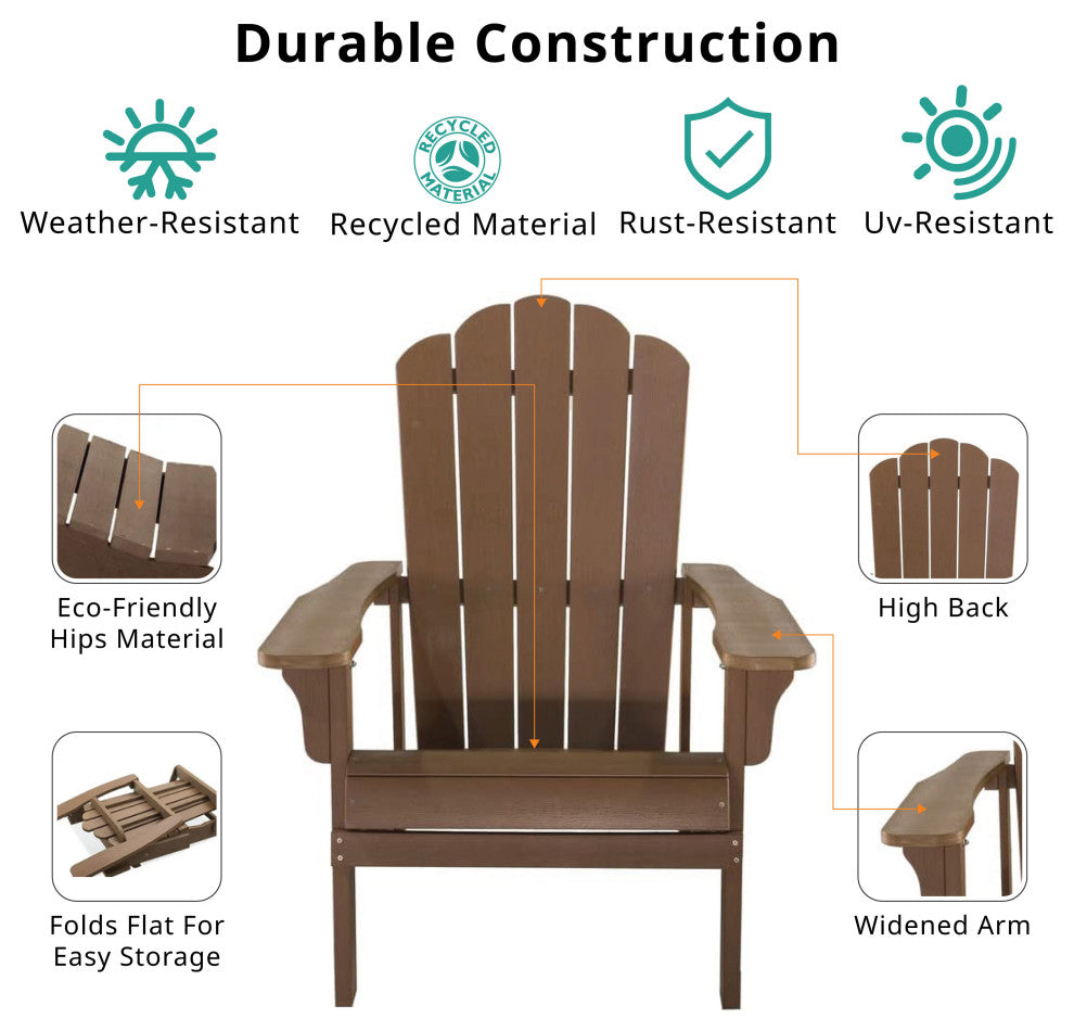Orlando Plastic Wood Adirondack Chair, Brown