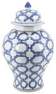 Blue And White Octagonal Window Temple Jar