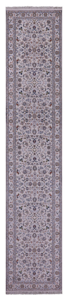 Runner Persian Nain Wool & Silk Hand-Knotted Rug 2' 5" X 12' 2" - Q14754