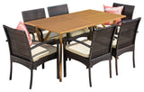 GDF Studio 7-Piece Zakynthos Wicker and Wood Dining Set