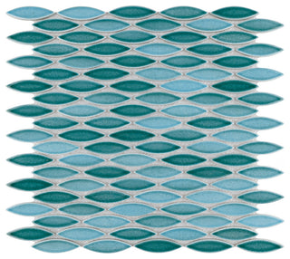 Pescado Glossy Ceramic Mosaic Floor and Wall Tile, Glossy Agua