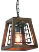 Antique Wood Pendant Lamp Farmhouse Cage Vintage Light