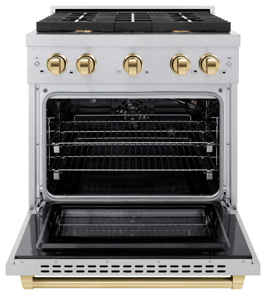 ZLINE 30" Freestanding Gas Range, DuraSnow Steel With Gold SGRSZ-30-G