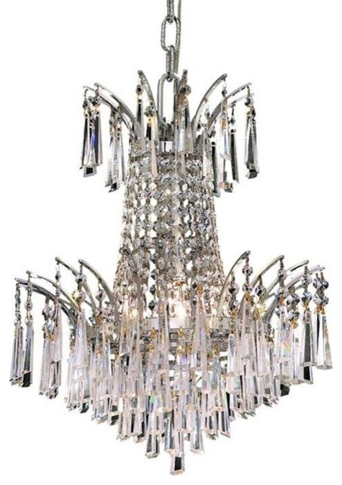Elegant Victoria Dining Room Light, Chrome Finish With Royal Cut Crystal