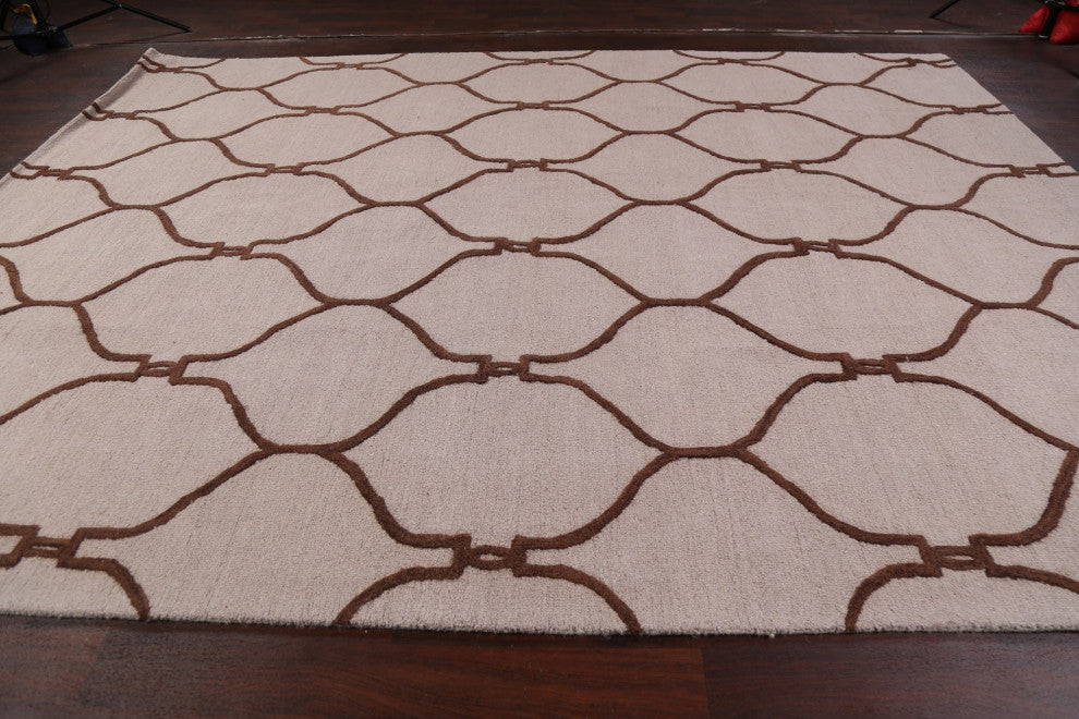 Trellis Contemporary Oriental Area Rug Hand-tufted Wool Carpet 9x12