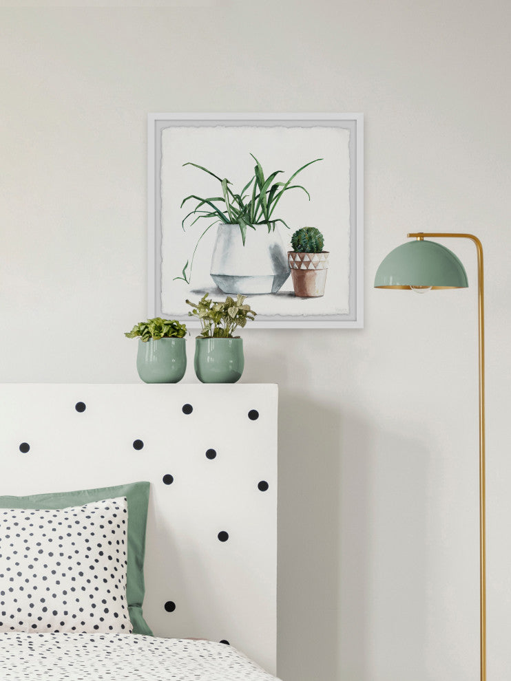 "Potted Green Plants" Framed Painting Print