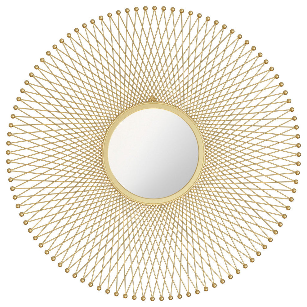 Frame Wall Mirror, Round, Aluminum, Metal, Gold, Bedroom Living