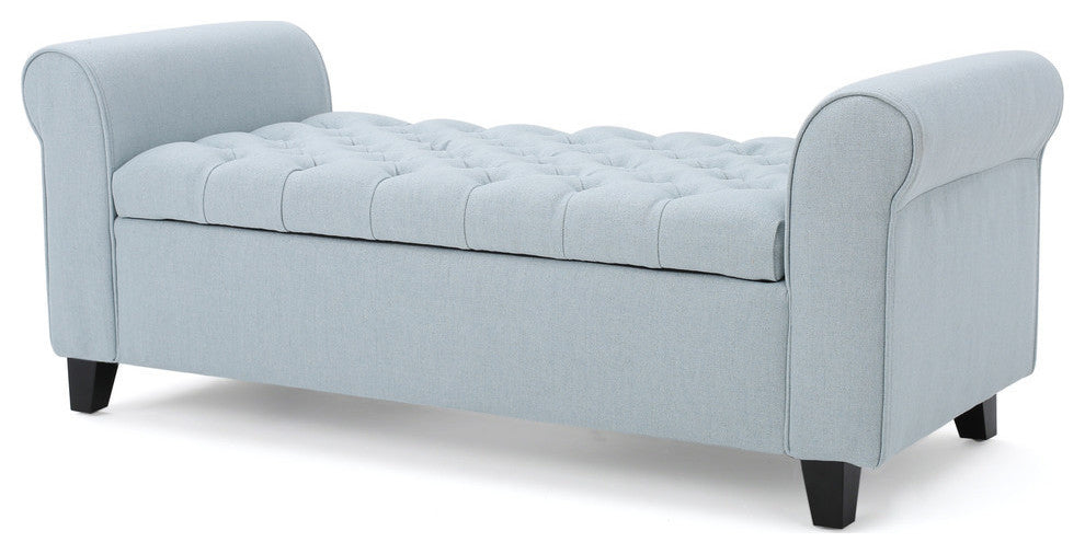 GDF Studio Keiko Contemporary Rolled Arm Fabric Storage Ottoman Bench