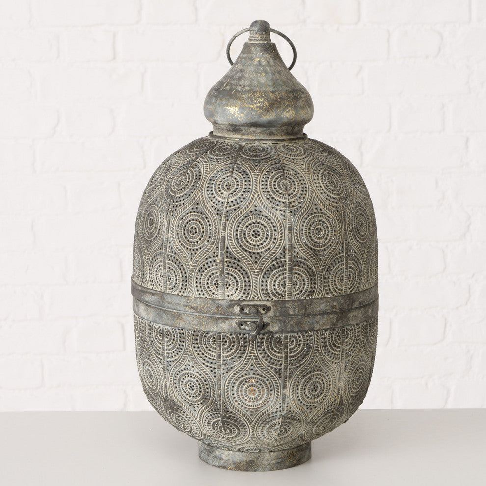 2 Piece Moroccan Metal Lacy Lattice Lantern Set