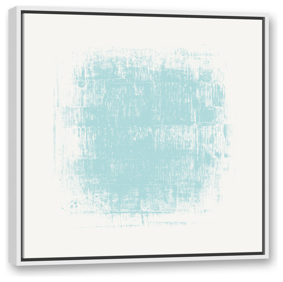 Blue Pastel Texture Blob 30x30 White Floating Framed Canvas