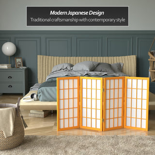 2' Tall Desktop Window Pane Shoji Screen, Honey, 4 Panels