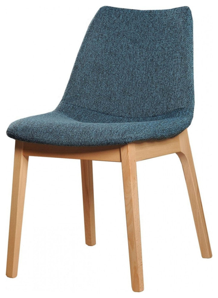 Set of Two Blue Fabric Dining Chairs
