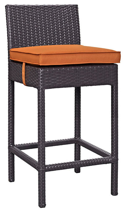 Convene Outdoor Patio Fabric Bar Stool, Espresso Orange