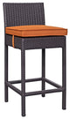 Convene Outdoor Patio Fabric Bar Stool, Espresso Orange