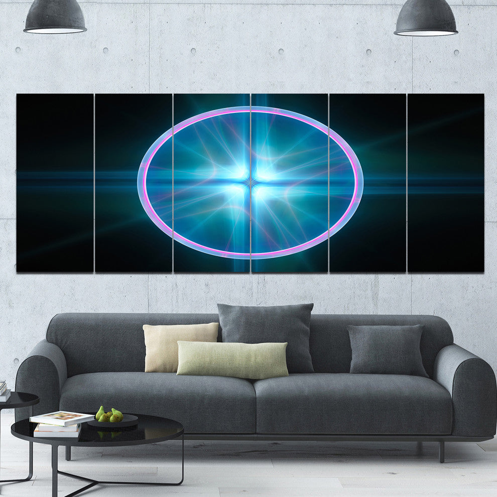 Blue Sphere of Cosmic Mind, Abstract Canvas Art Print, 70"x28", 6 Panels